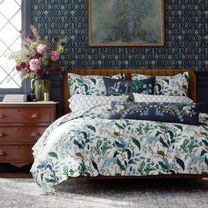 Peacock Classic Smooth Sateen Duvet Cover - Ivory Multi, Twin/Twin XL